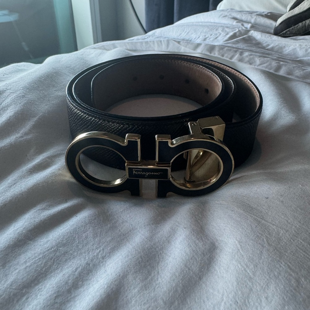 Salvatore Ferragamo Black Leather Belt